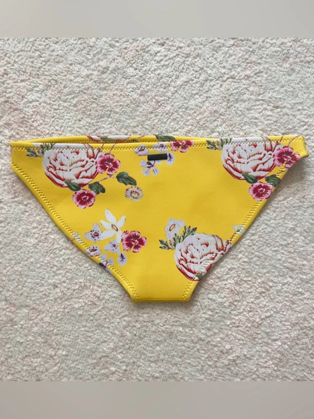 triangl swimwear Yellow Floral Bikini Bottoms with Pink Lining